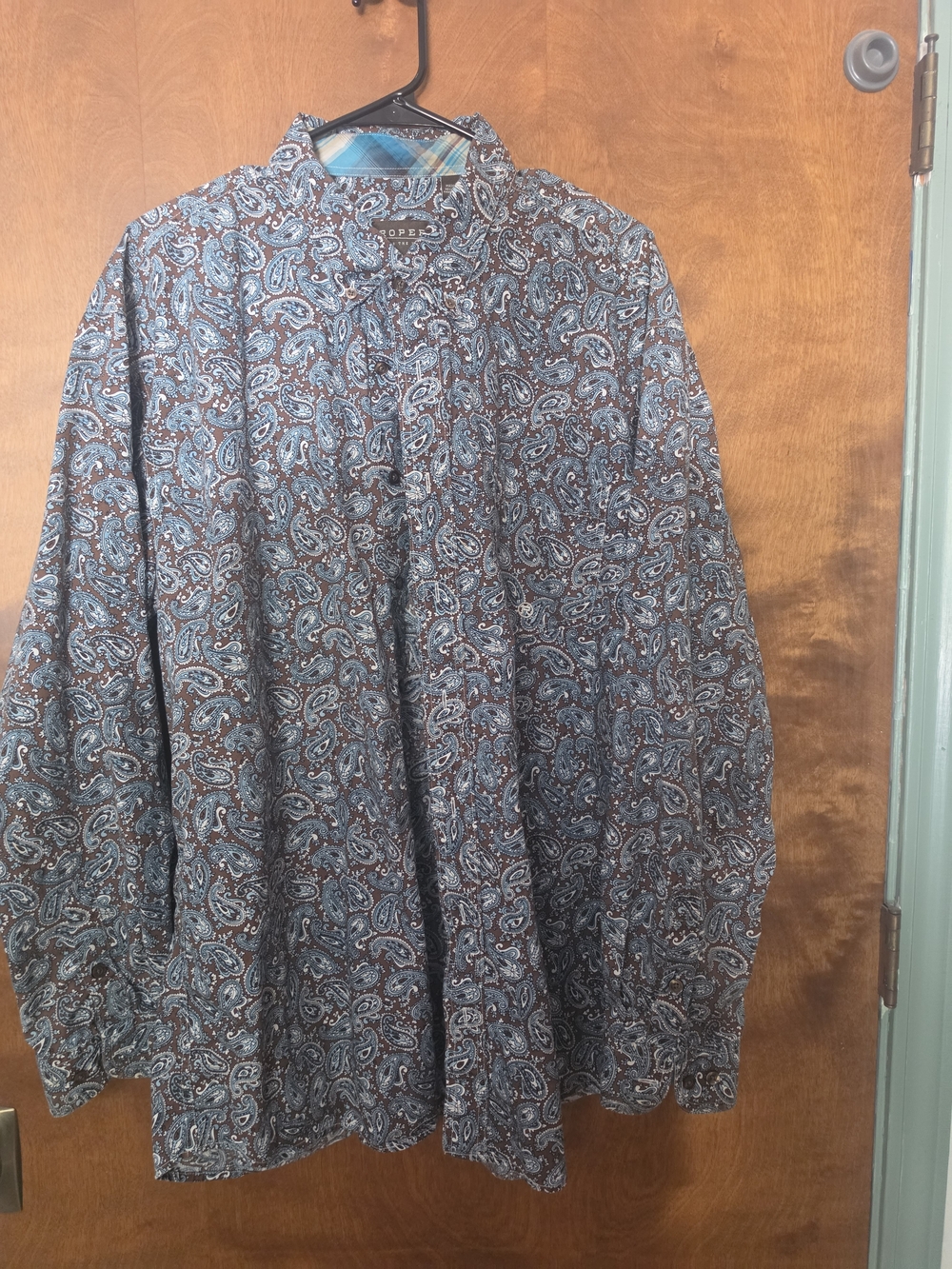 Roper Men's Paisley Button-Up Shirt Blue & Brown